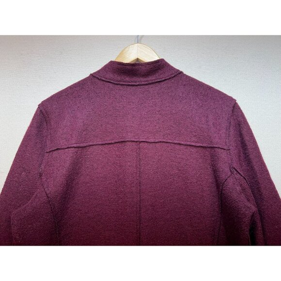 Chico's Women's Wool Blend Overcoat Long Sleeve Stretch Size 2 Burgundy Pockets - Picture 10 of 11